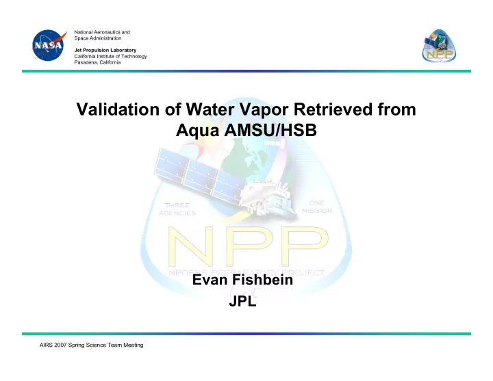 validation of water vapor retrieved from aqua amsu hsb