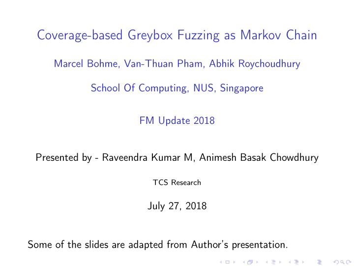 coverage based greybox fuzzing as markov chain