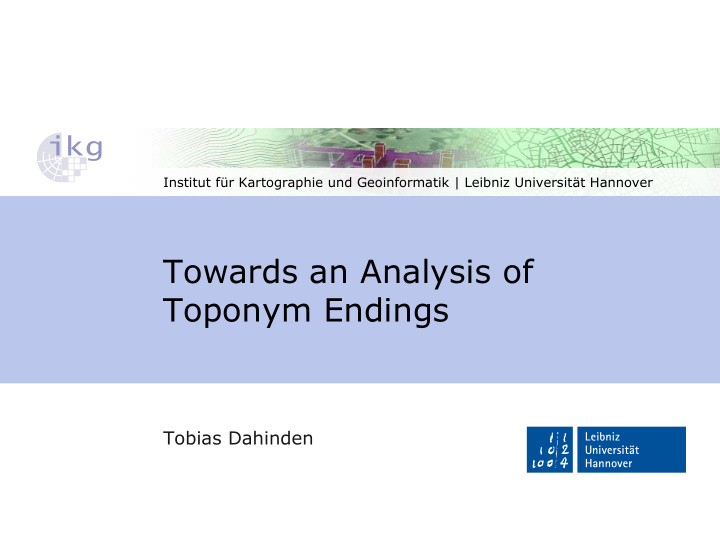 towards an analysis of toponym endings