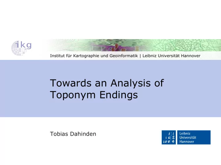 towards an analysis of toponym endings