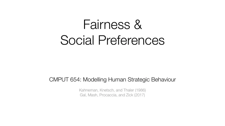 fairness social preferences