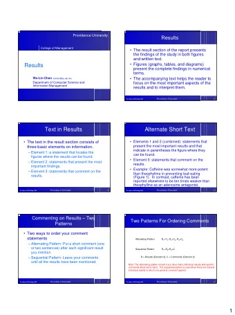 Results  present the complete findings in numerical  terms. Wu-Lin Chen (wlchen@pu.edu.tw)   The