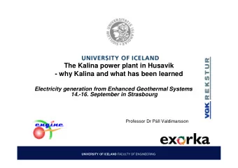 The Kalina power plant in Husavik  - why Kalina and what has been learned  Electricity generation