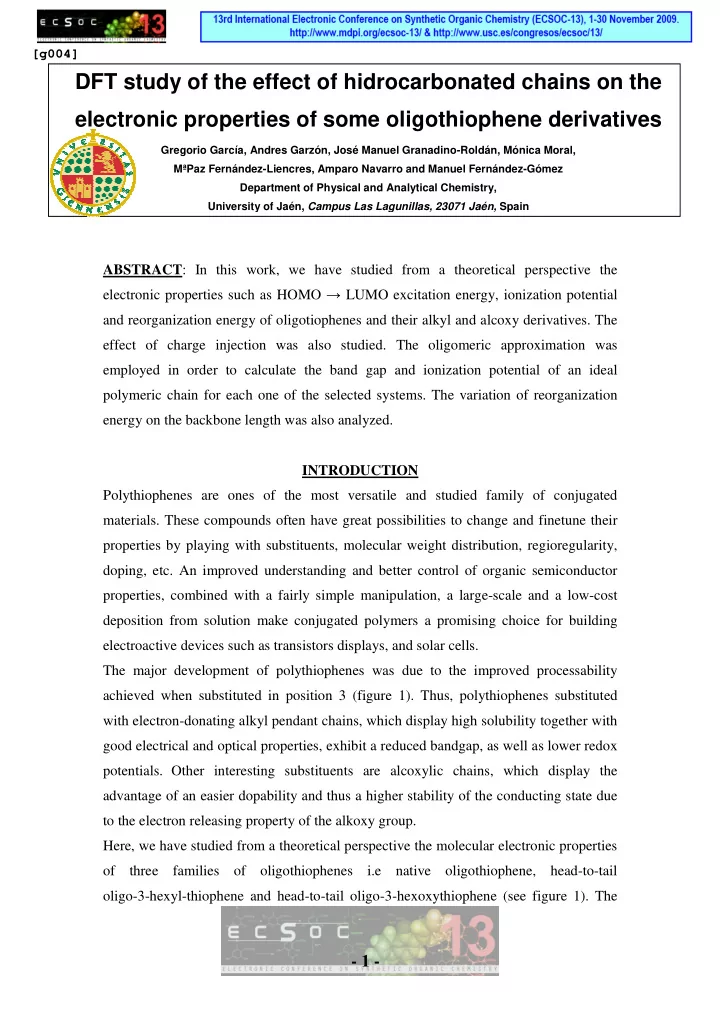 dft study of the effect of hidrocarbonated chains on the