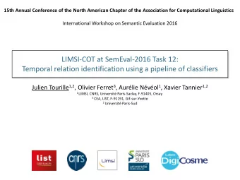 LIMSI-COT at SemEval-2016 Task 12:  Temporal relation identification using a pipeline of