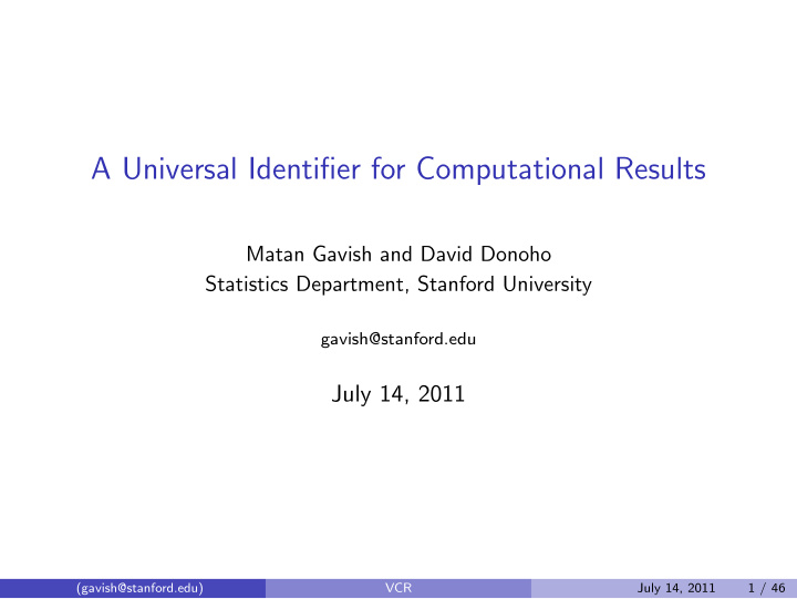 a universal identifier for computational results