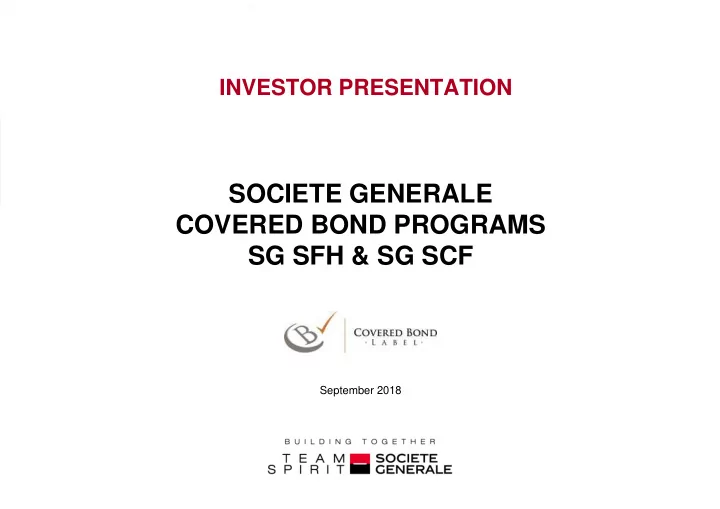 societe generale covered bond programs sg sfh amp sg scf