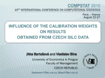 COMPSTAT 2010 19 TH INTERNATIONAL CONFERENCE ON COMPUTATIONAL STATISTICS Paris  France  August