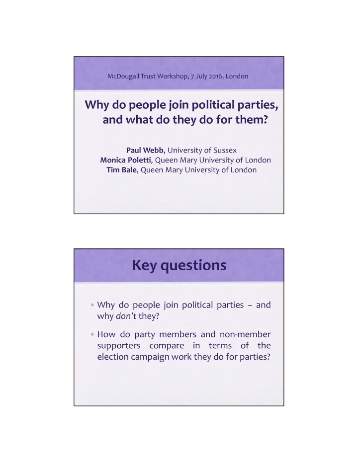 key questions