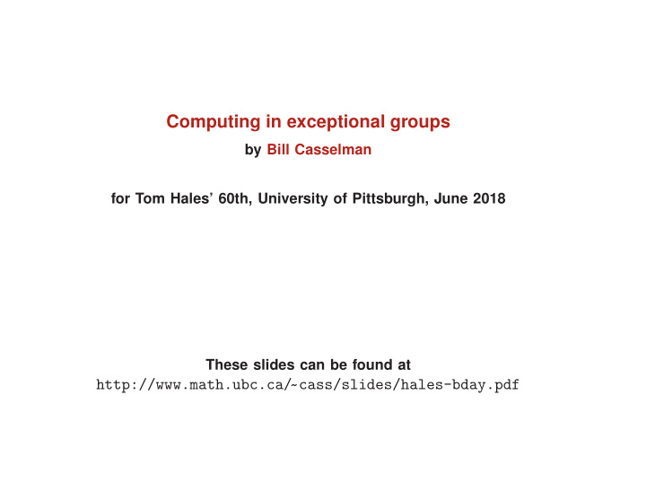 computing in exceptional groups
