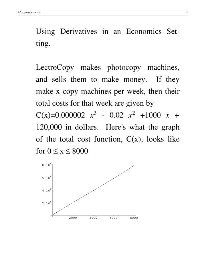 using derivatives in an economics set ting lectrocopy