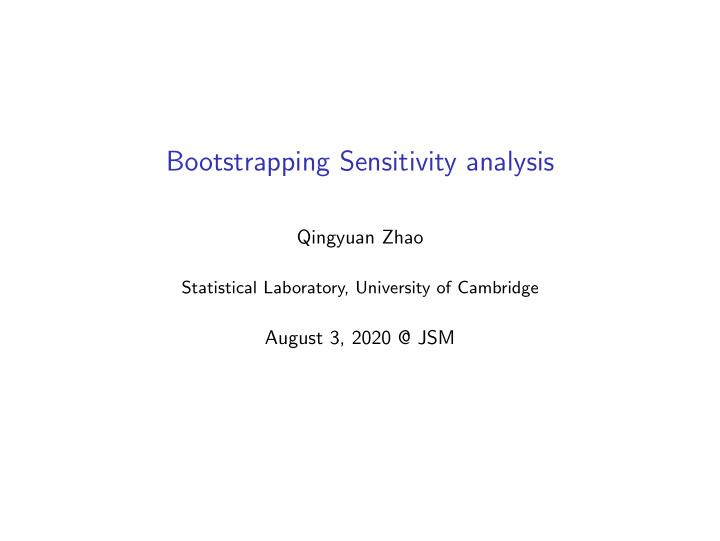 bootstrapping sensitivity analysis
