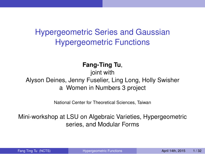 hypergeometric series and gaussian hypergeometric