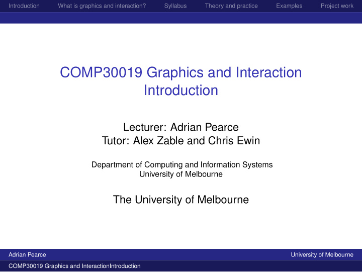 comp30019 graphics and interaction introduction