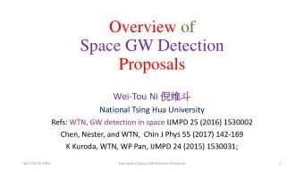 Space GW Detection  Proposals Wei-Tou Ni   National Tsing Hua University  Refs: WTN, GW