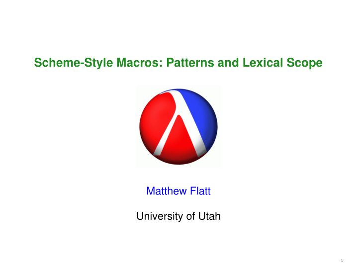 scheme style macros patterns and lexical scope