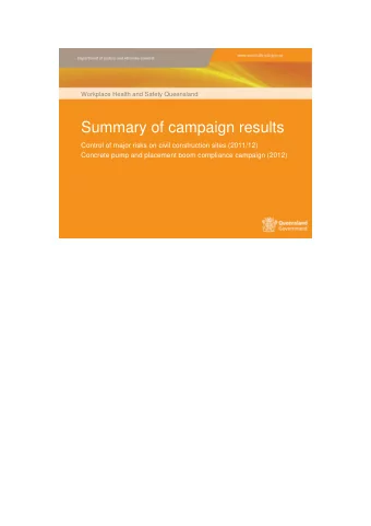 Summary of campaign results  Control of major risks on civil construction sites (2011/12)  Concrete
