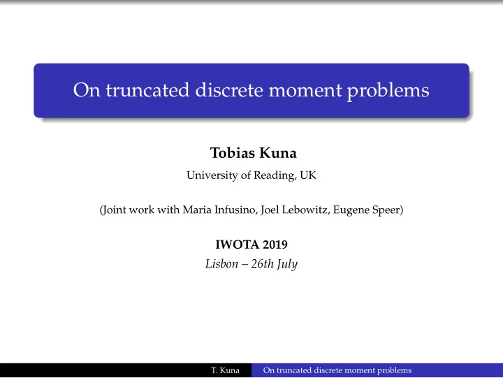 on truncated discrete moment problems