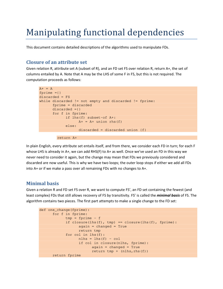 manipulating functional dependencies