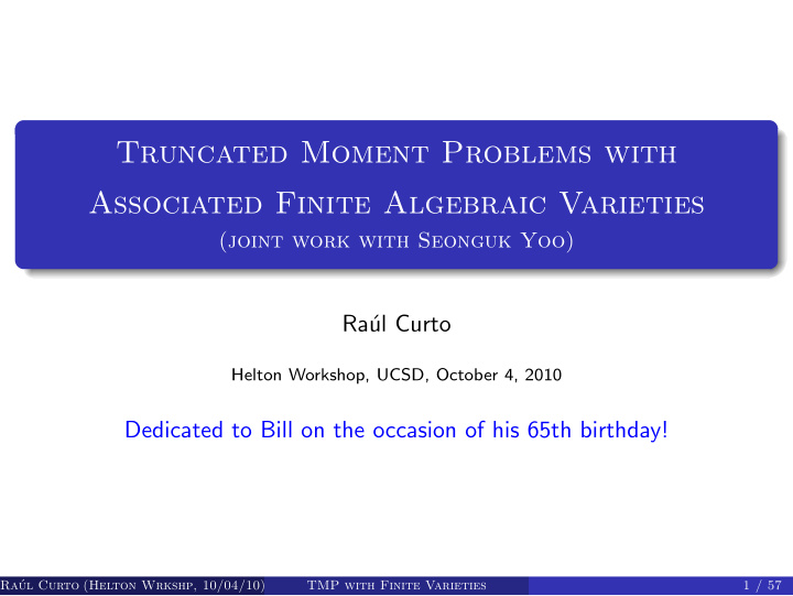 truncated moment problems with associated finite