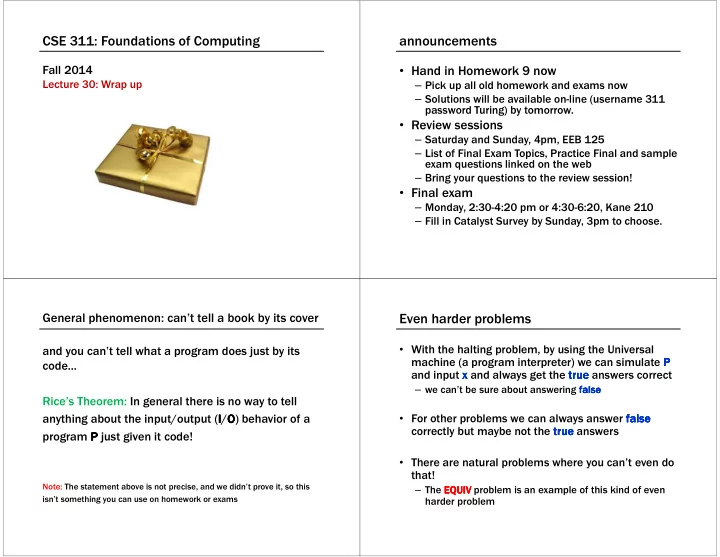 cse 311 foundations of computing announcements