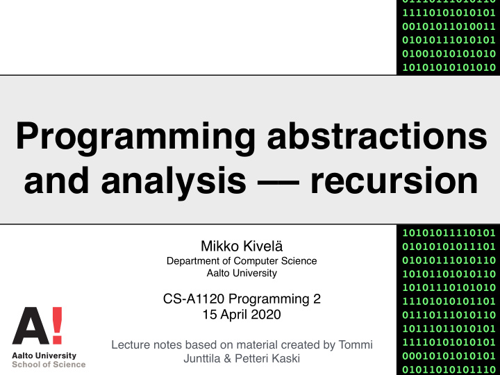 programming abstractions and analysis recursion