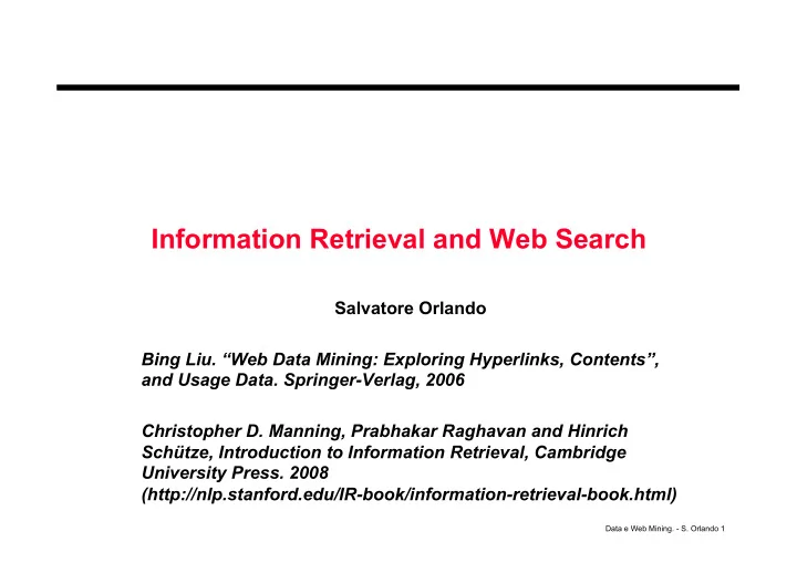 information retrieval and web search