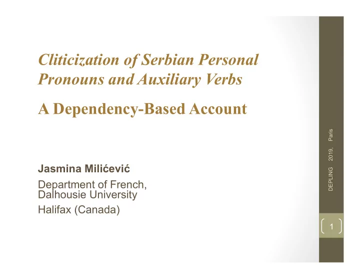cliticization of serbian personal pronouns and auxiliary