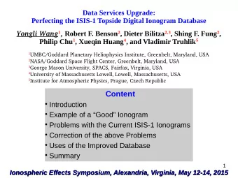 Content  Introduction  Example of a Good Ionogram  Problems with the Current ISIS-1