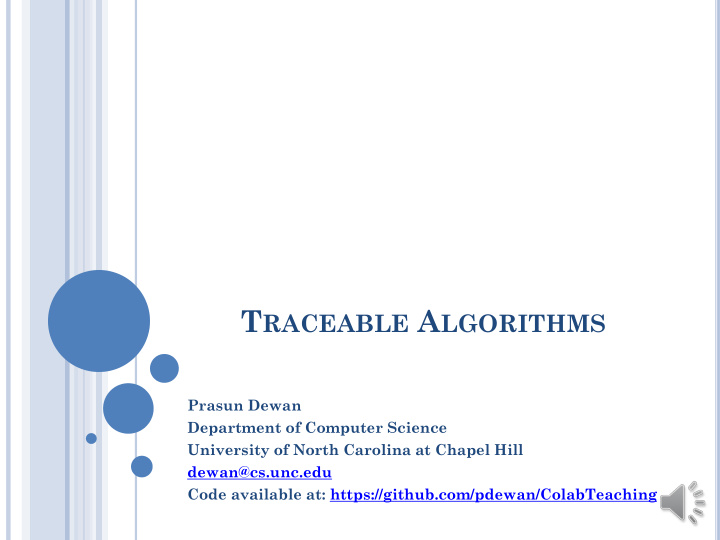 t raceable a lgorithms