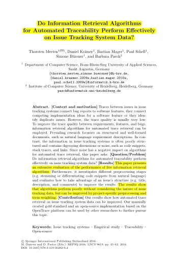 Do Information Retrieval Algorithms  for Automated Traceability Perform Effectively  on Issue