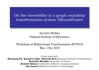 On the traceability in a graph roundtrip  On the traceability in a graph roundtrip  transformation