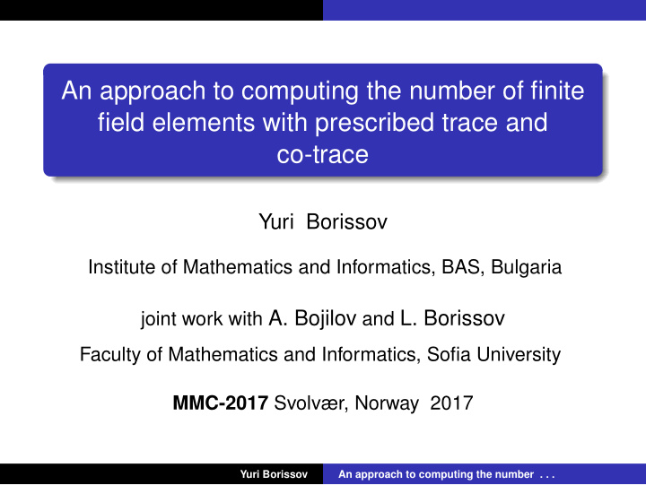 an approach to computing the number of finite field