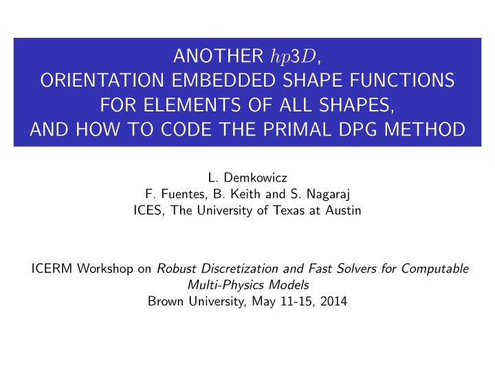 another hp 3 d orientation embedded shape functions for