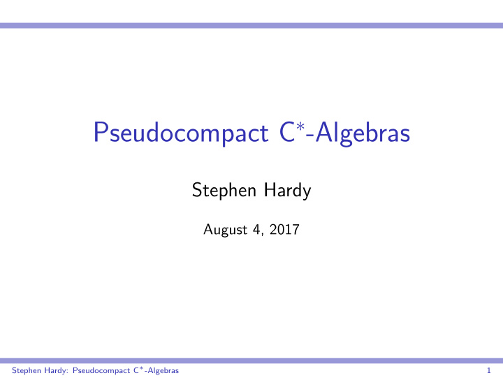 pseudocompact c algebras