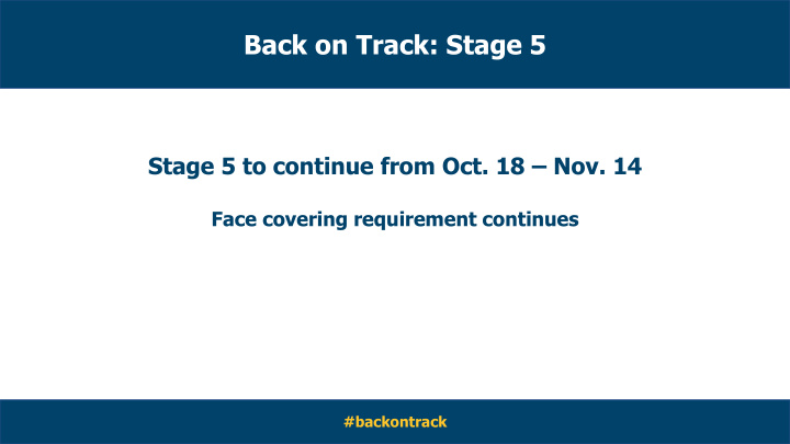 back on track stage 5