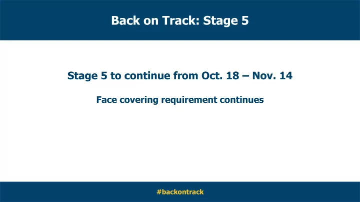 back on track stage 5