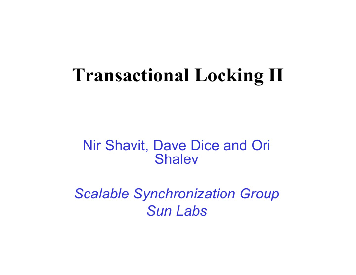 transactional locking ii
