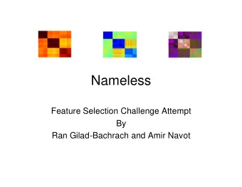 Nameless  Feature Selection Challenge Attempt  By  Ran Gilad-Bachrach and Amir Navot  Overview