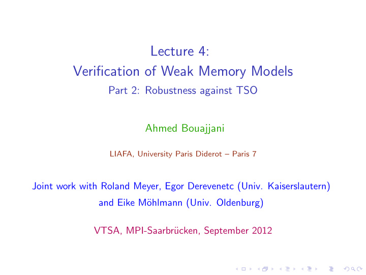 lecture 4 verification of weak memory models