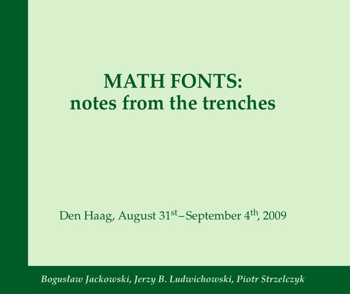 math fonts notes from the trenches