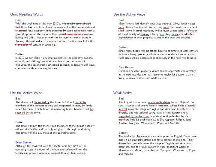 omit needless words use the active voice