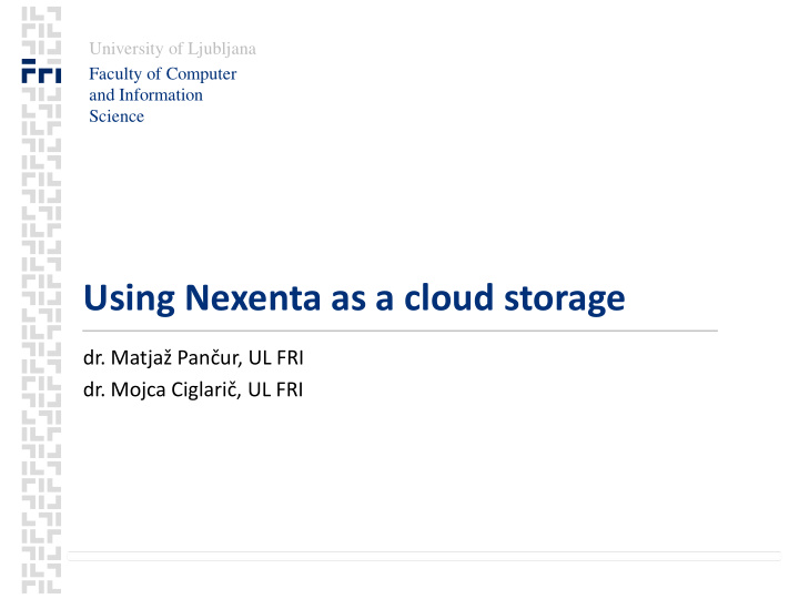 using nexenta as a cloud storage