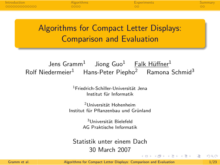algorithms for compact letter displays comparison and