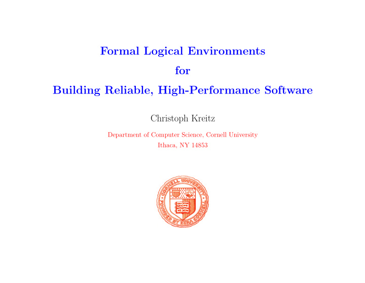 formal logical environments for building reliable high