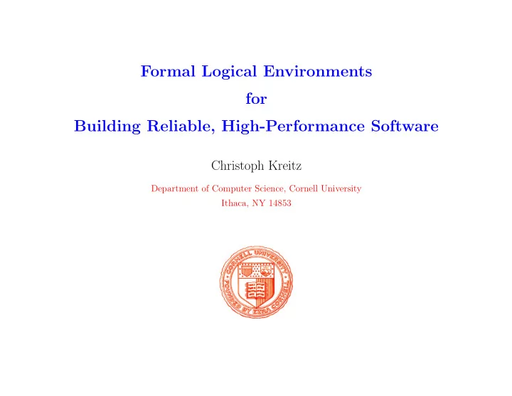 formal logical environments for building reliable high