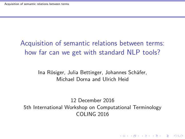 acquisition of semantic relations between terms how far
