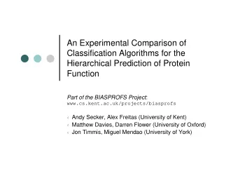 An Experimental Comparison of  Classification Algorithms for the  Hierarchical Prediction of