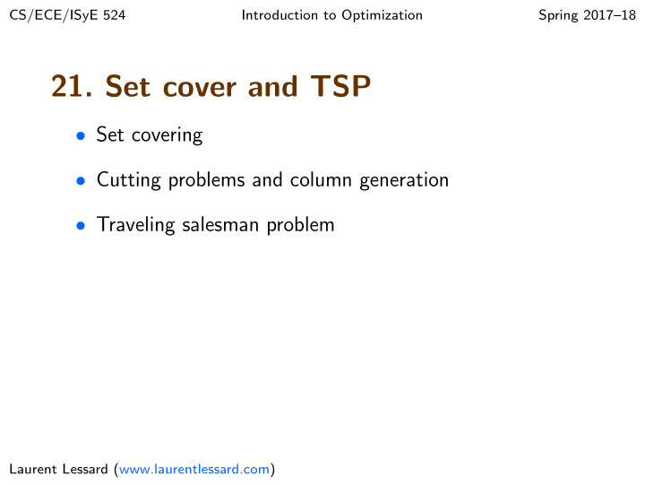 21 set cover and tsp