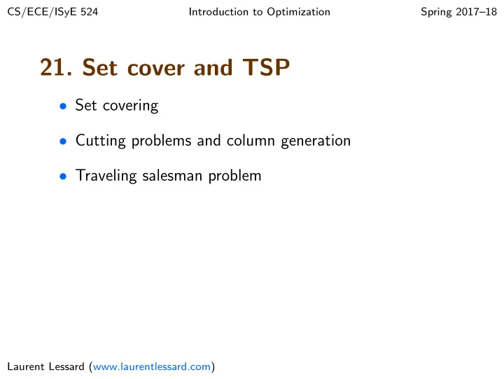 21 set cover and tsp